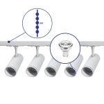 Ensemble complet Rail Monophasé Rail 3 Mètre Blanc | incl. 5x Spot + GU10 2700K 3W Dimmable + Embout, Connecteur d’Alimentation et I-Connecteur