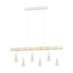 Eglo Suspension Luminaire Townshend Échantillon Blanc Bois | IP20 - Convient pour 6x E27 